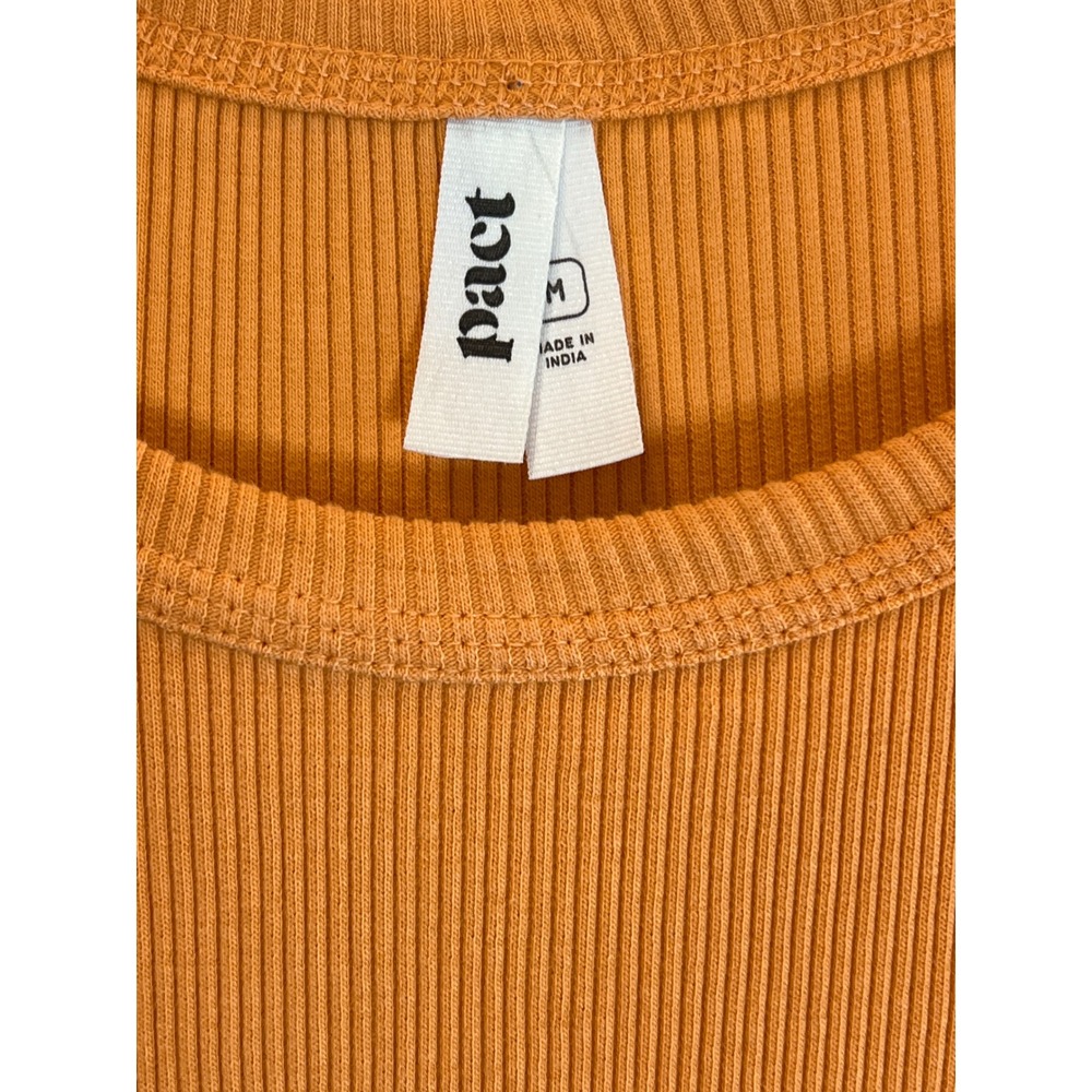 Pact Organic Cotton Rib Midi Dress Mustard Orange Sleeveless Racerback Medium - Picture 2 of 5